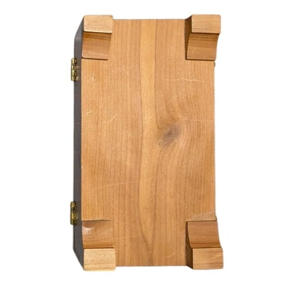 Cedar Wooden Trinket Box Brass Accents Hinged Lid Jewelry Storage sm Rustic Deco - Picture 5 of 12